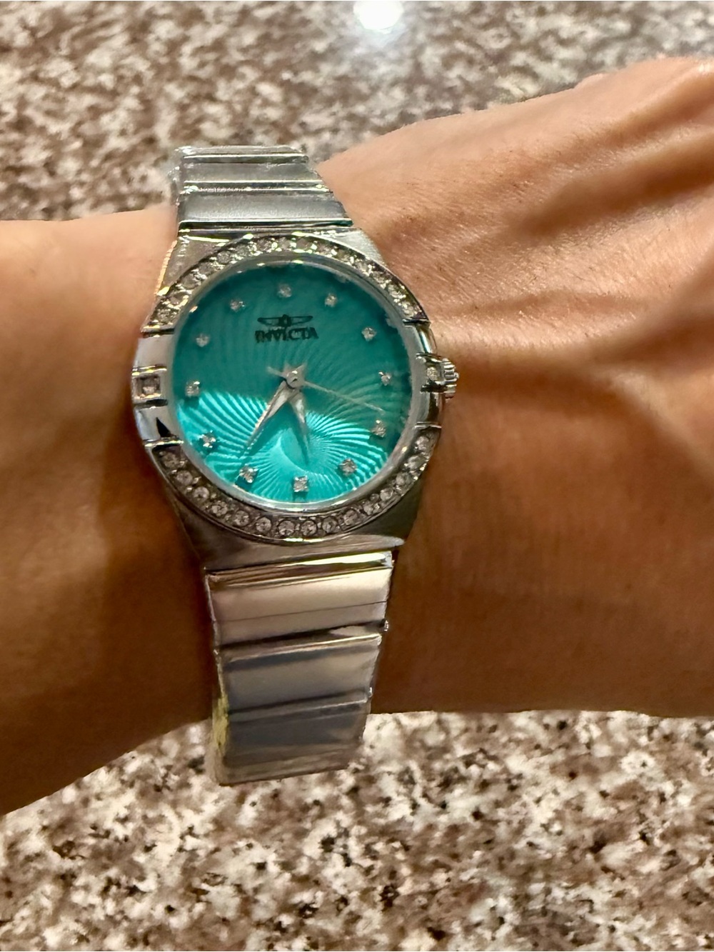 Invicta Women's Turquoise Dial Crystal Accent Stainless Steel Bracelet Watch - Picture 4 of 7